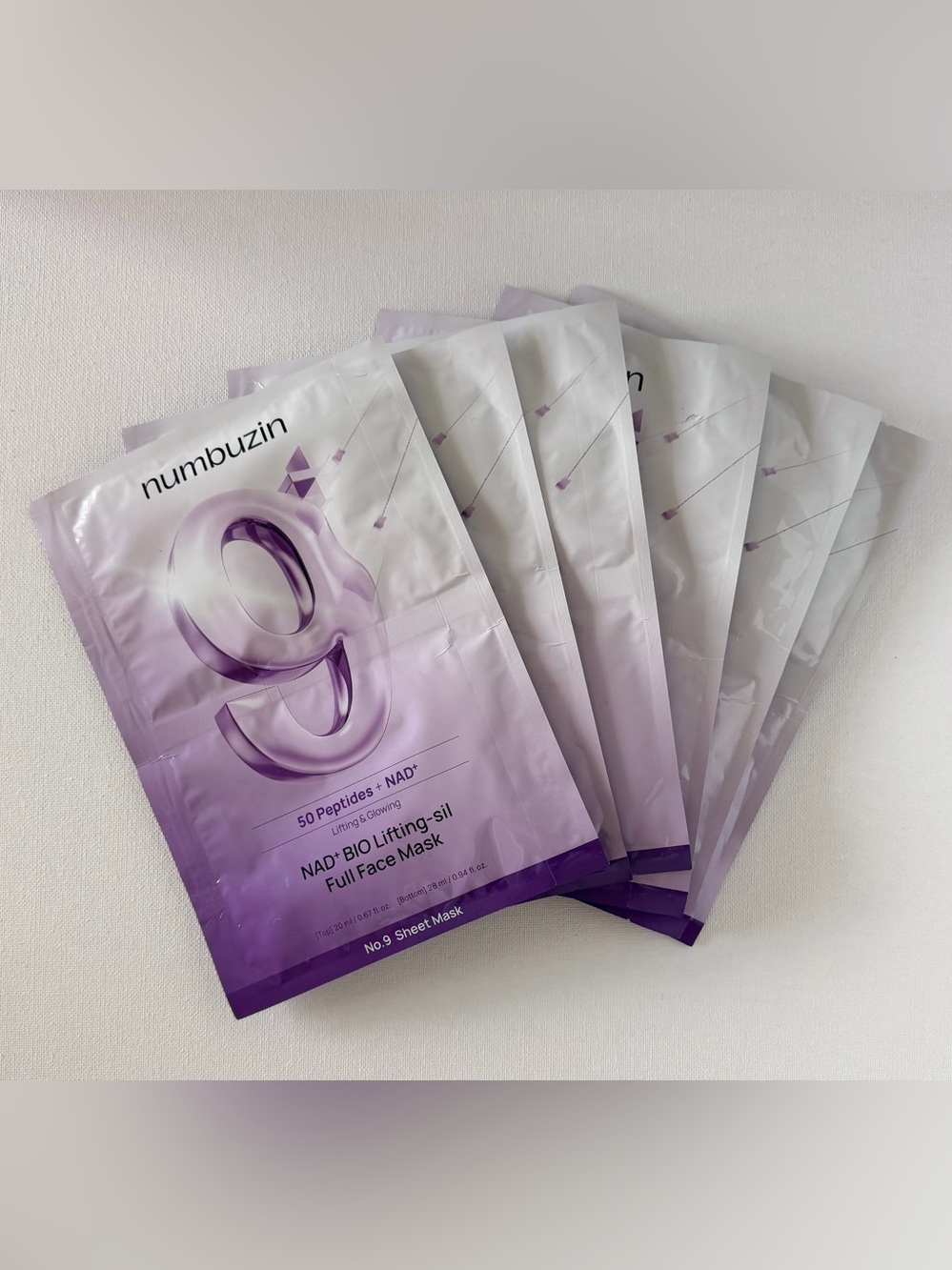 X6 Numbuzin No.9 Purple NAD+ BIO Lifting Full Face Mask - NWOB